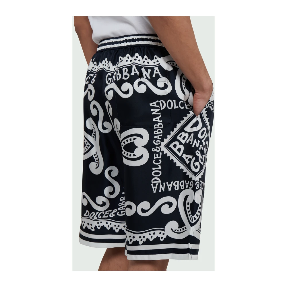 Dolce & Gabbana Marina Bedrukte Zijden Bermuda Shorts Multicolor Heren