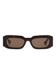 Prostokątne kwadratowe okulary przeciwsłoneczne w kolorze żółwiowym z brązowymi soczewkami