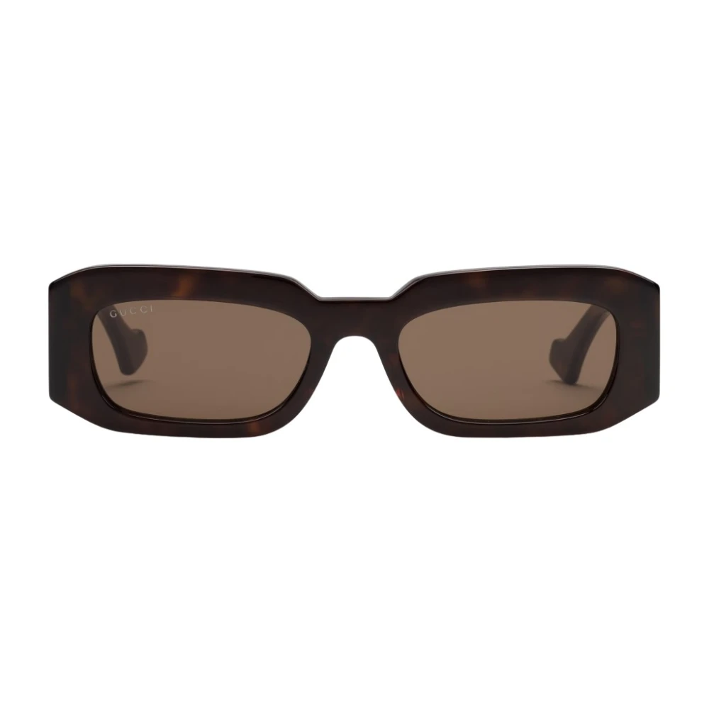 Rektangulære firkantede skilpaddesolbriller med brune linser