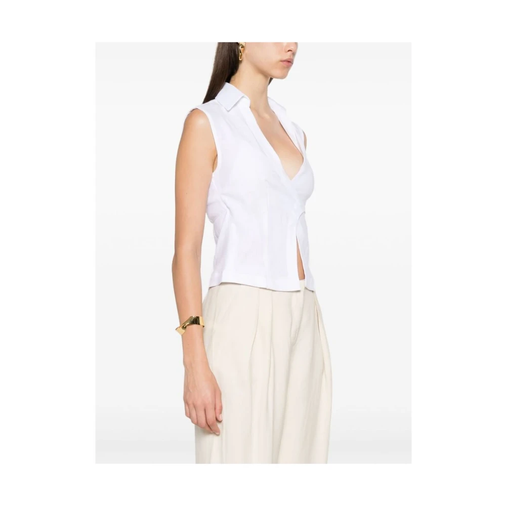 Faithfull the Brand Witte Linnen Wrap Mouwloze Shirt White Dames