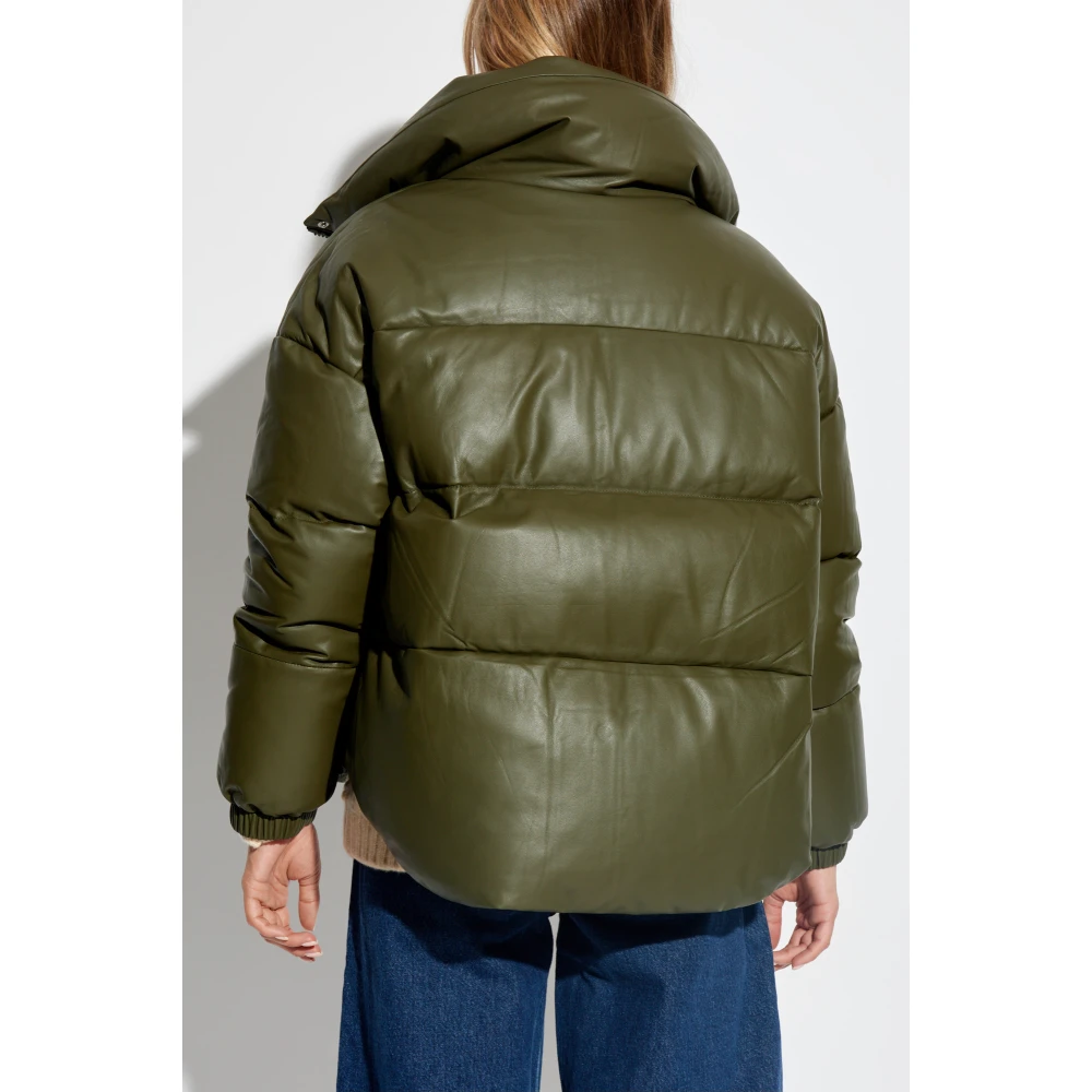 Yves Salomon Leren jas met donsvulling Green Dames