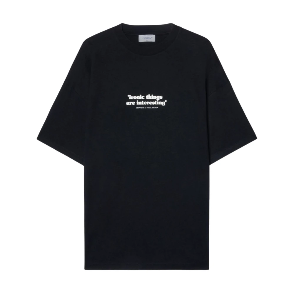 Off White Katoenen Tekst Print Crew Neck T-shirts Black Heren