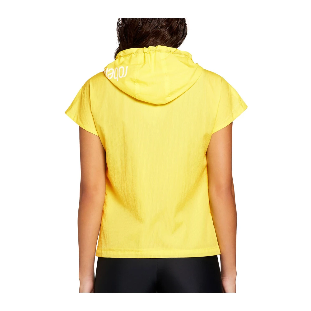 Roberto Cavalli Logo Track Jacket met Cap Sleeves Yellow Dames