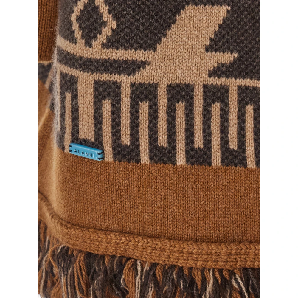 Alanui Icon Jacquard Cardigan in Koffie Brown Dames