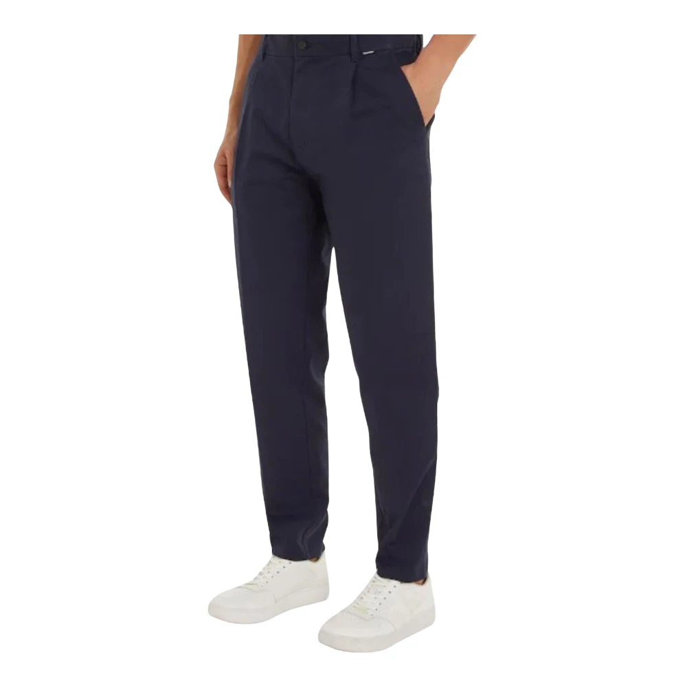 Calvin Klein Modern Twill Tapered Veckade Byxor Blue, Herr