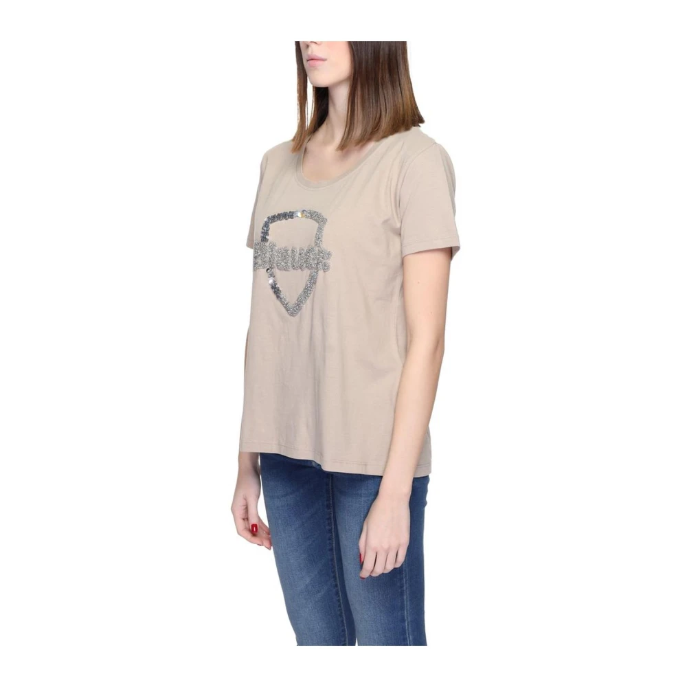 Blauer Katoenen T-shirt collectie voor vrouwen Beige Dames