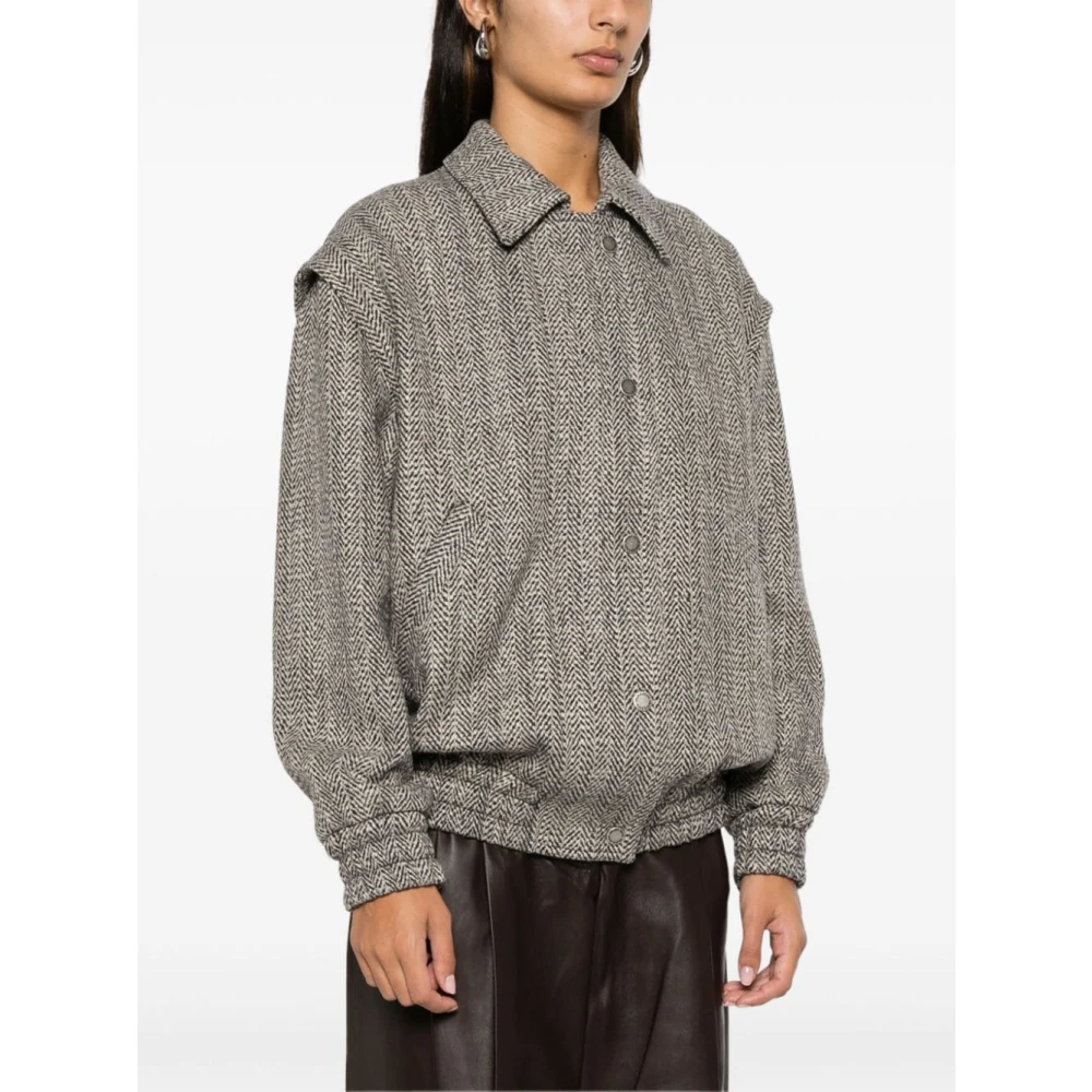 Golden Goose Bomberjack in wol zwart & wit Gray Dames