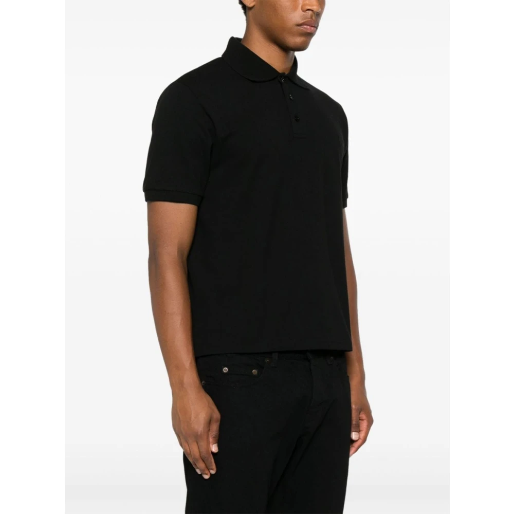 Saint Laurent Cassandre Piqué Polo Shirt Black Heren
