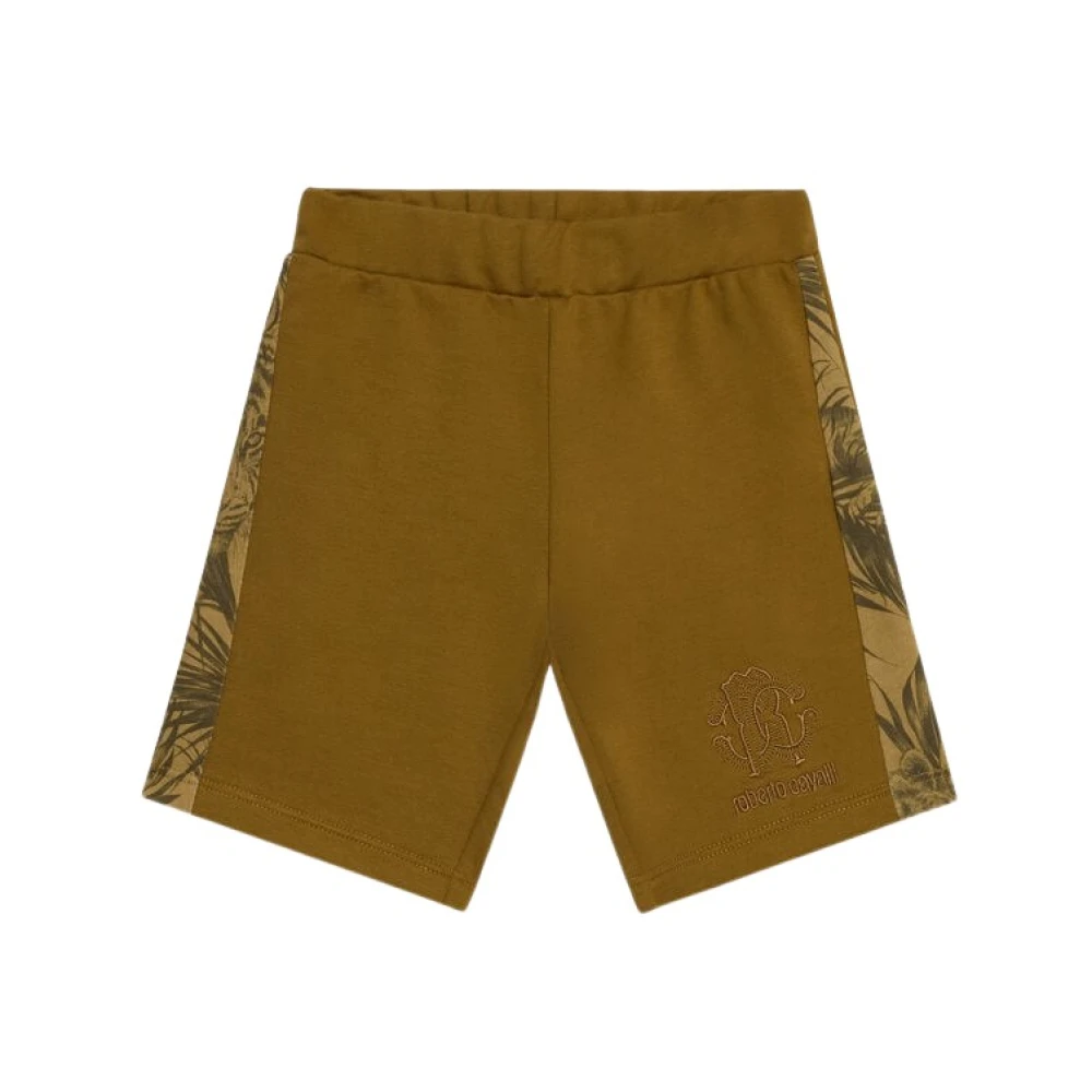 Roberto Cavalli Monogram Jungle Print Shorts With Embroidery - Male - Shorts - Brown - 2 Y - Kids