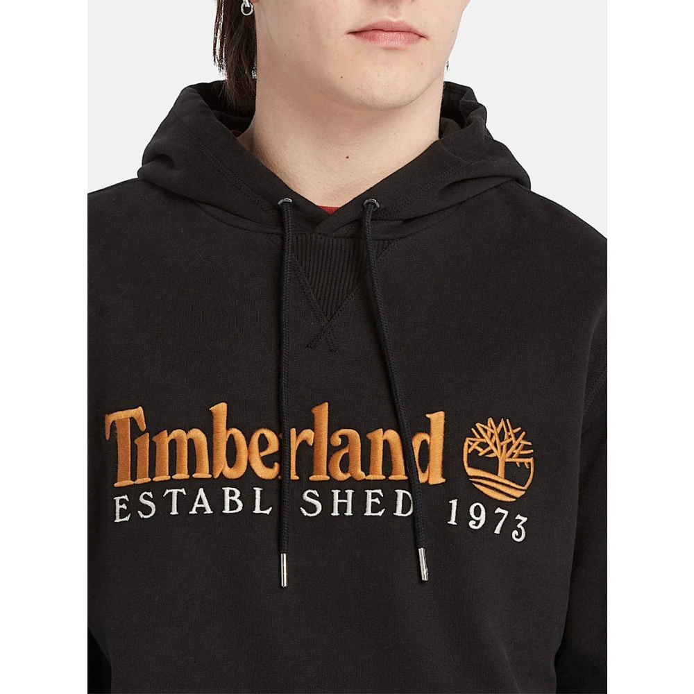 Timberland Zwarte Hoodie Sweatshirt Mannen Katoen Black Heren