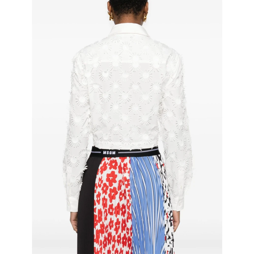 Msgm Witte Button-Up Overhemd Lange Mouwen White Dames