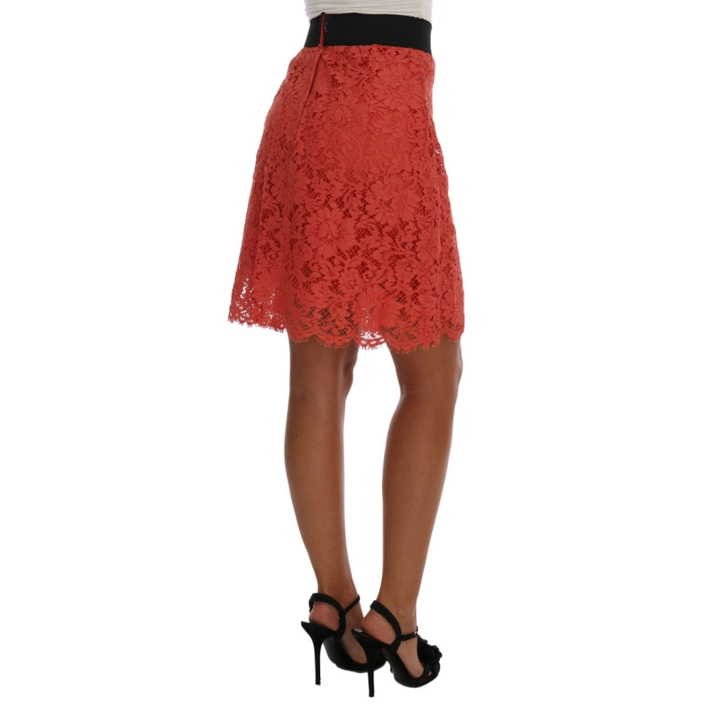 Dolce & Gabbana Oranje Kant Potlood Rok Orange Dames
