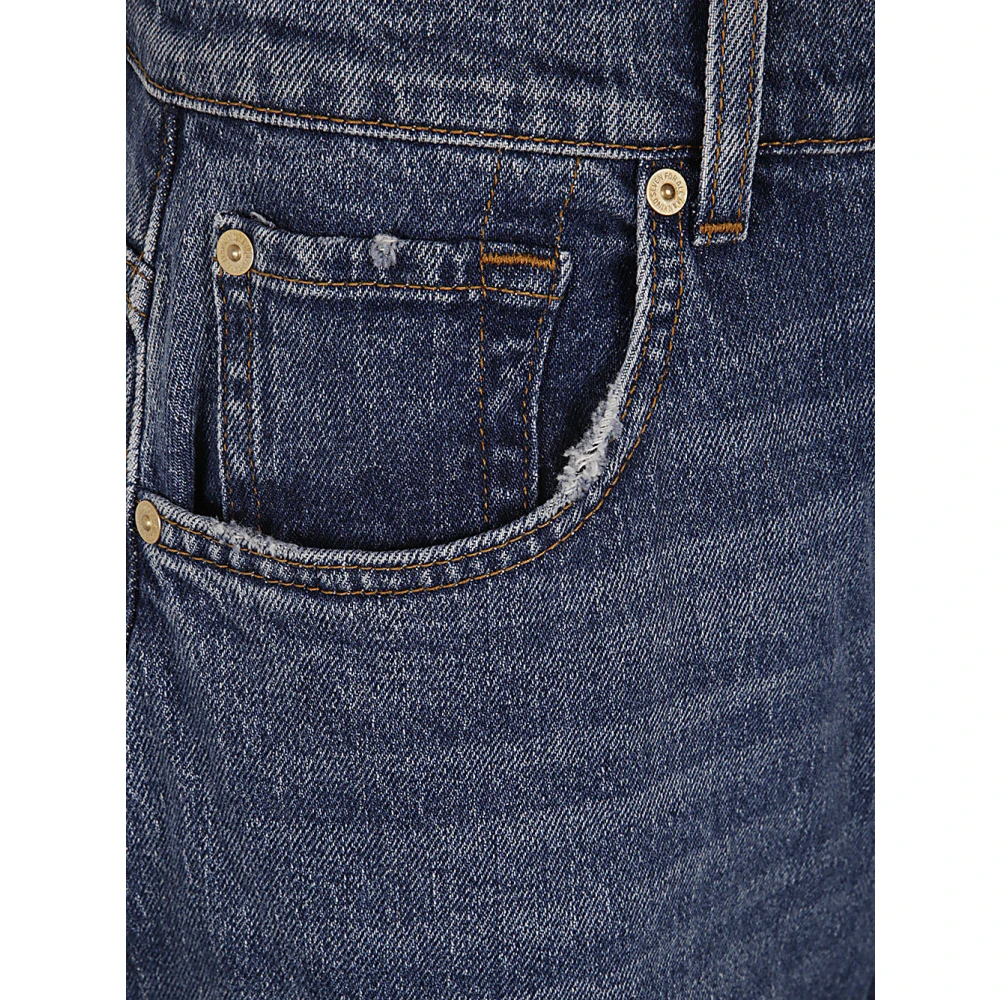 7 For All Mankind Curvilinear Santa Cruz Denim Shorts Blue Dames