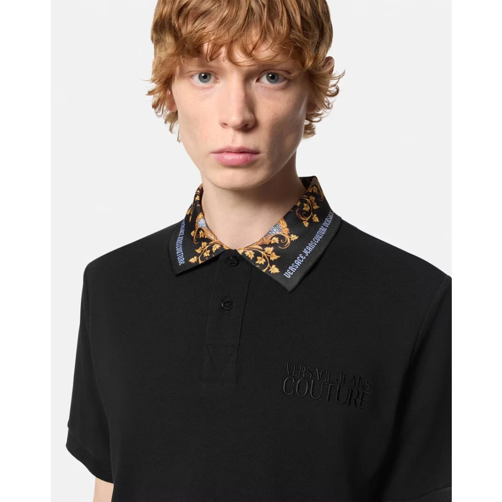 Versace Jeans Couture Zwart Barok Polo Shirt Black Heren