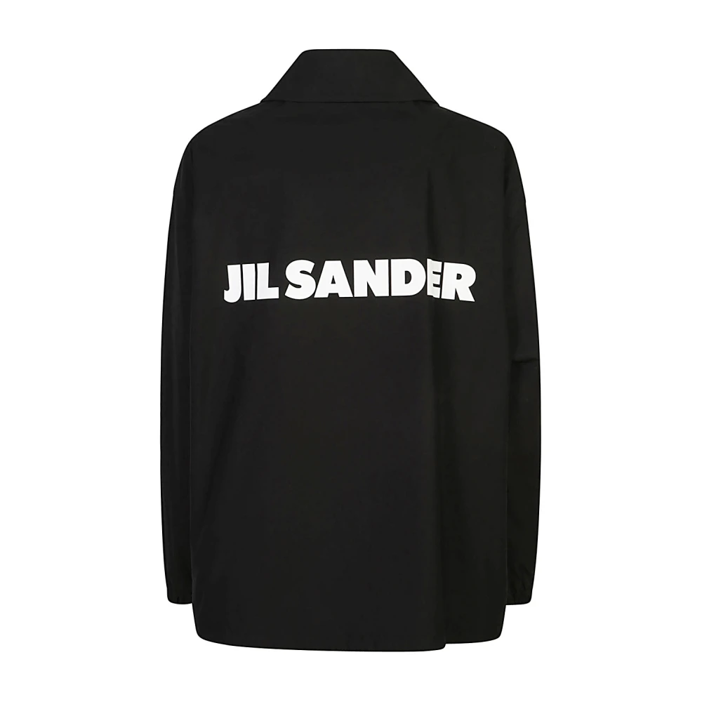 Jil Sander Zwarte geëmbosseerde katoenen jas Black Dames