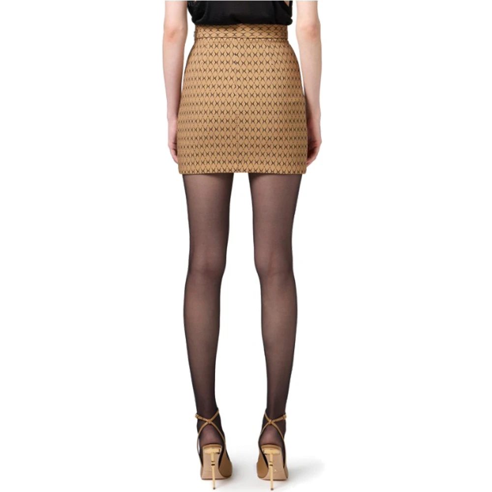 Elisabetta Franchi Mini Rok met Rhombus Print en Ketting Brown Dames