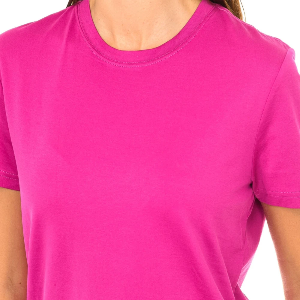 Calvin Klein Jeans T-shirt met korte mouwen en geribbelde afwerking Pink Dames