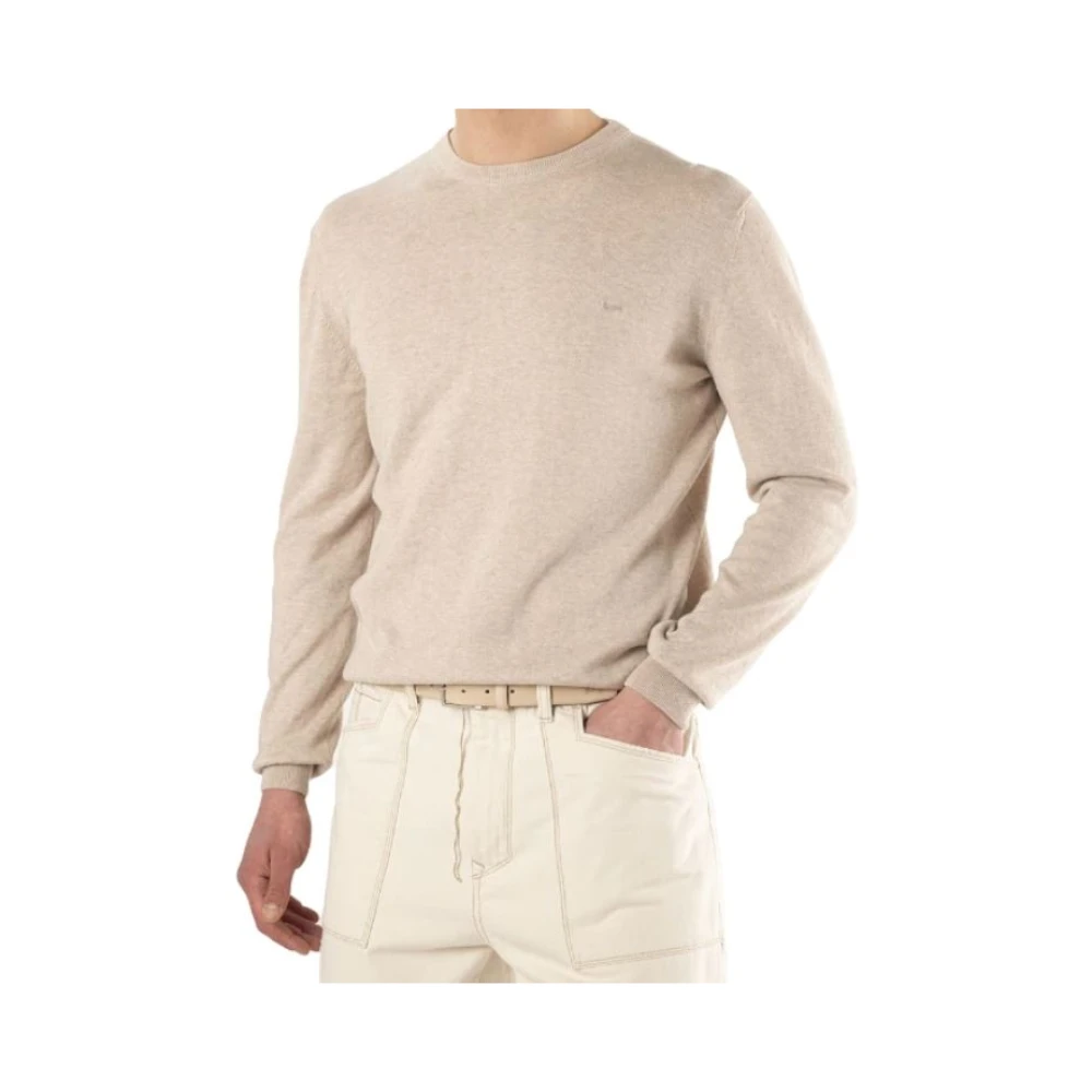 Harmont & Blaine Men's Beige Round-Neck Knitwear, 3XL, Jumper With Ribbed Trims