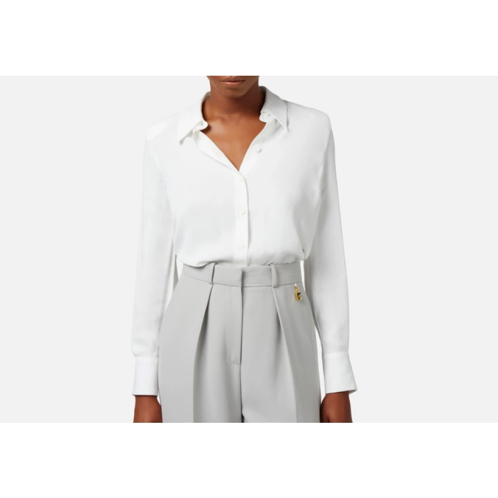 Elisabetta Franchi Georgette Shirt met Klepzakken White Dames