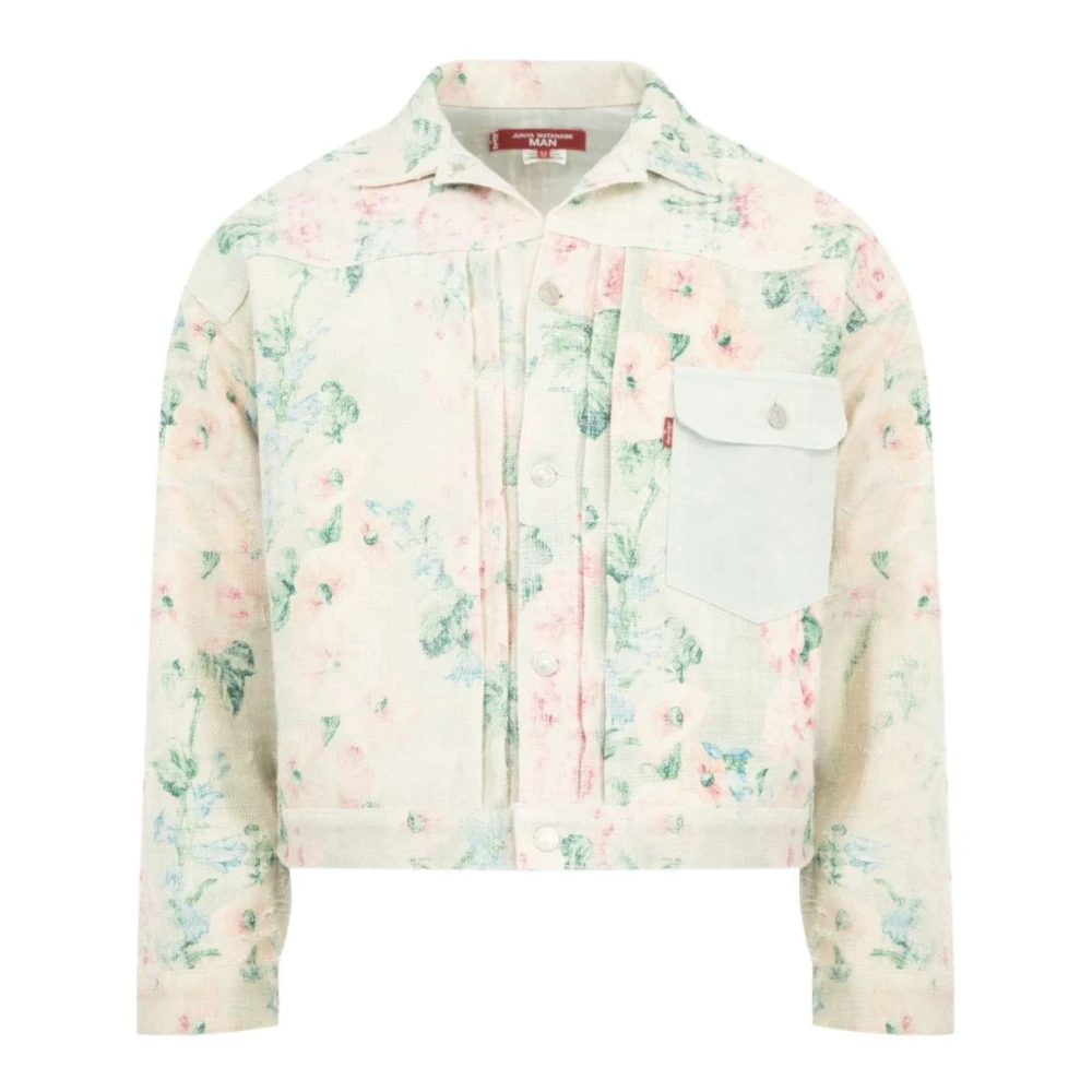 Junya Watanabe Beige Floral-Print Panelled Jacket - Male - Light Jackets - M - Jackets