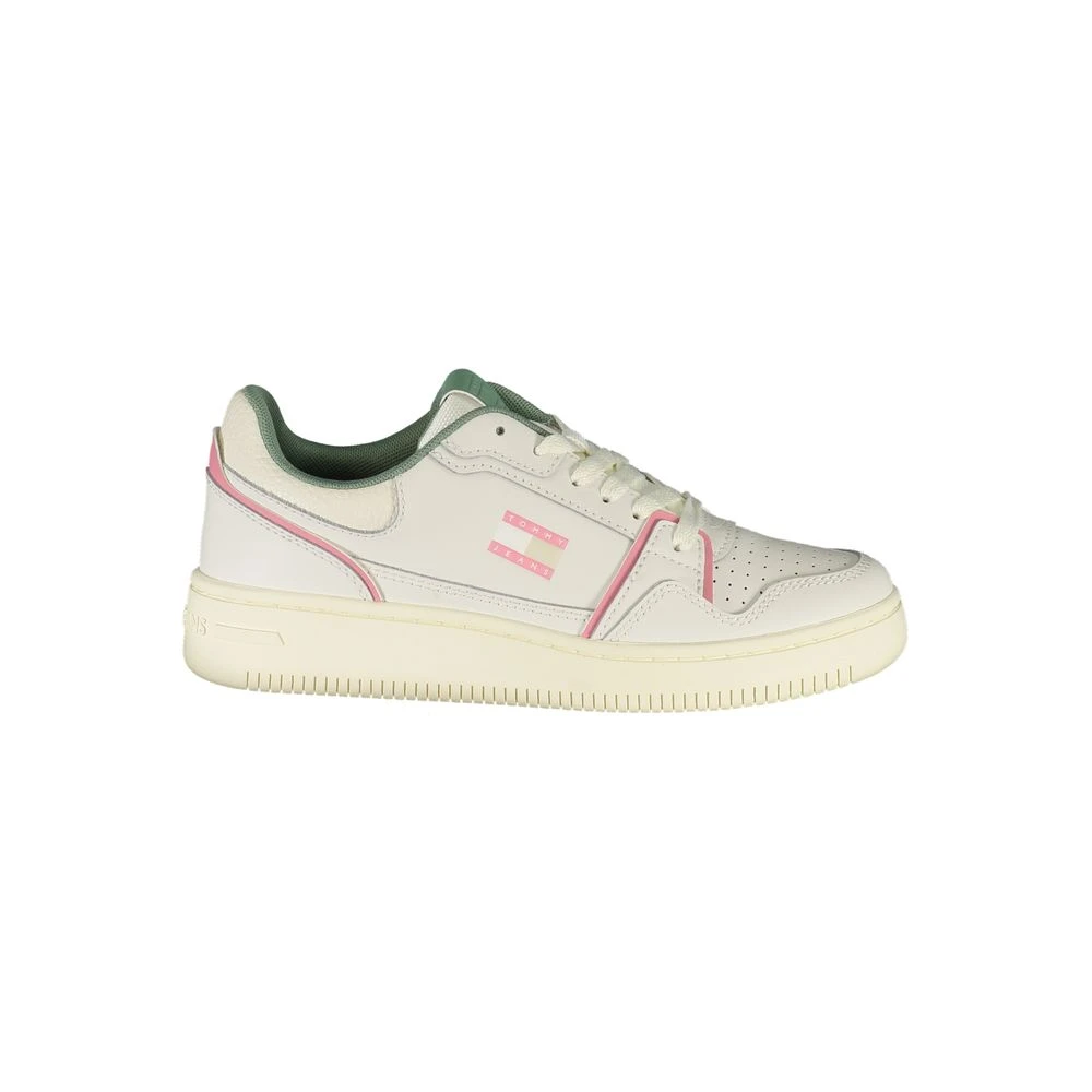 Tommy Hilfiger Kvinno Vit Skor Dam, 37 Eu, Läder, Läder Dam Sneaker Grön Rosa