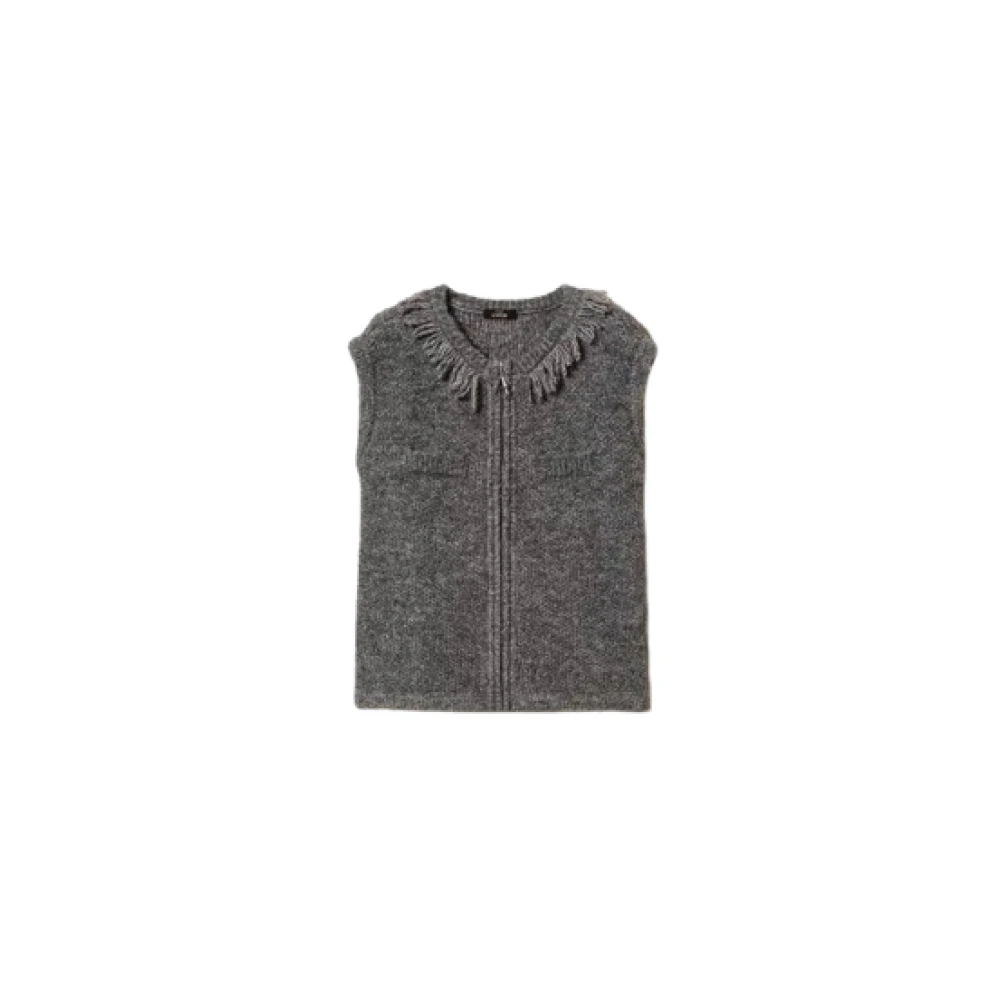 Twinset Grijze Gebreide Trui met Lurex Franjes Gray Dames