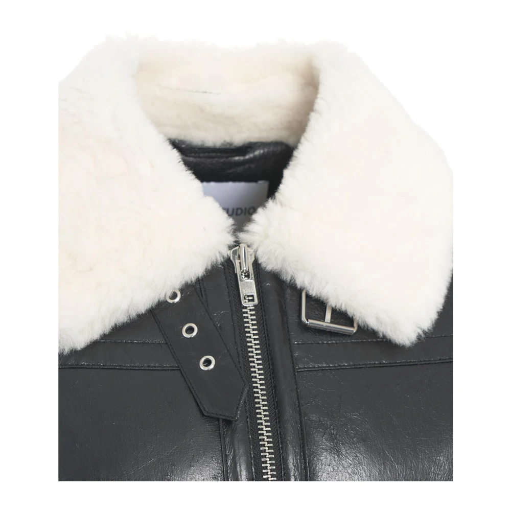 Stand Studio Chique Zwarte Aviator Jas Lorelle Black Dames