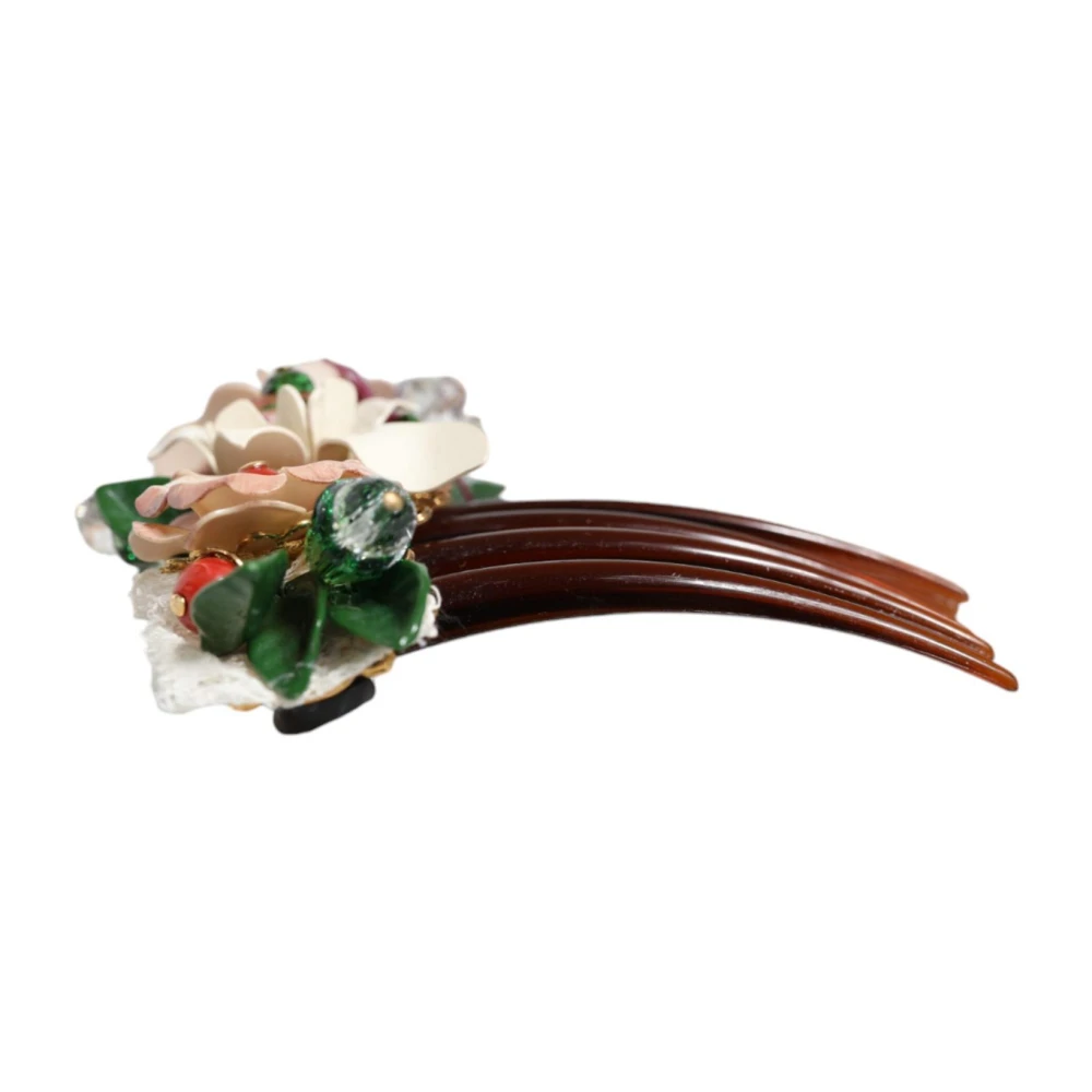 Dolce & Gabbana Kristallen Bloemen Haarkam Multicolor Brown Dames