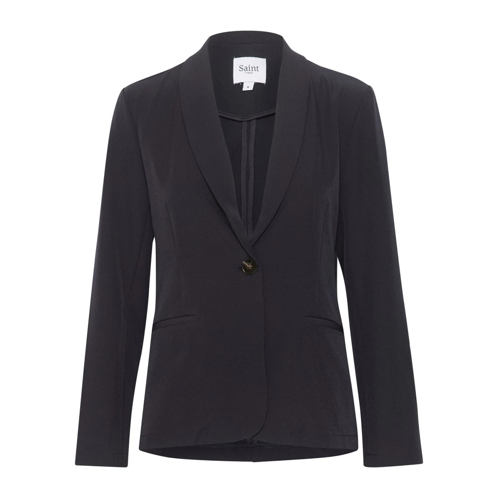 Saint Tropez Women's Black Blazers, L, Night Sky Blazer With Deep V-Neck