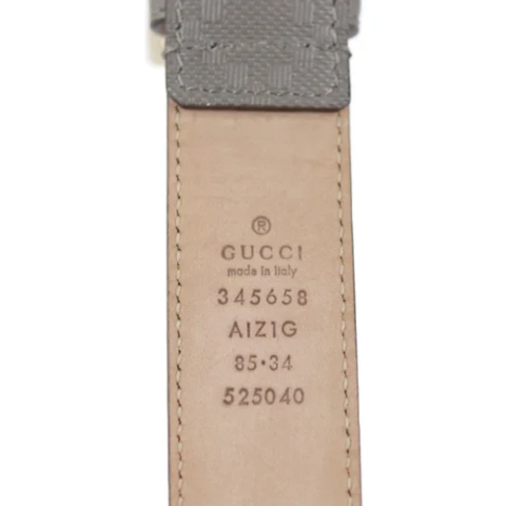 Gucci Vintage Tweedehands Grijs Leren Riem Gray Dames