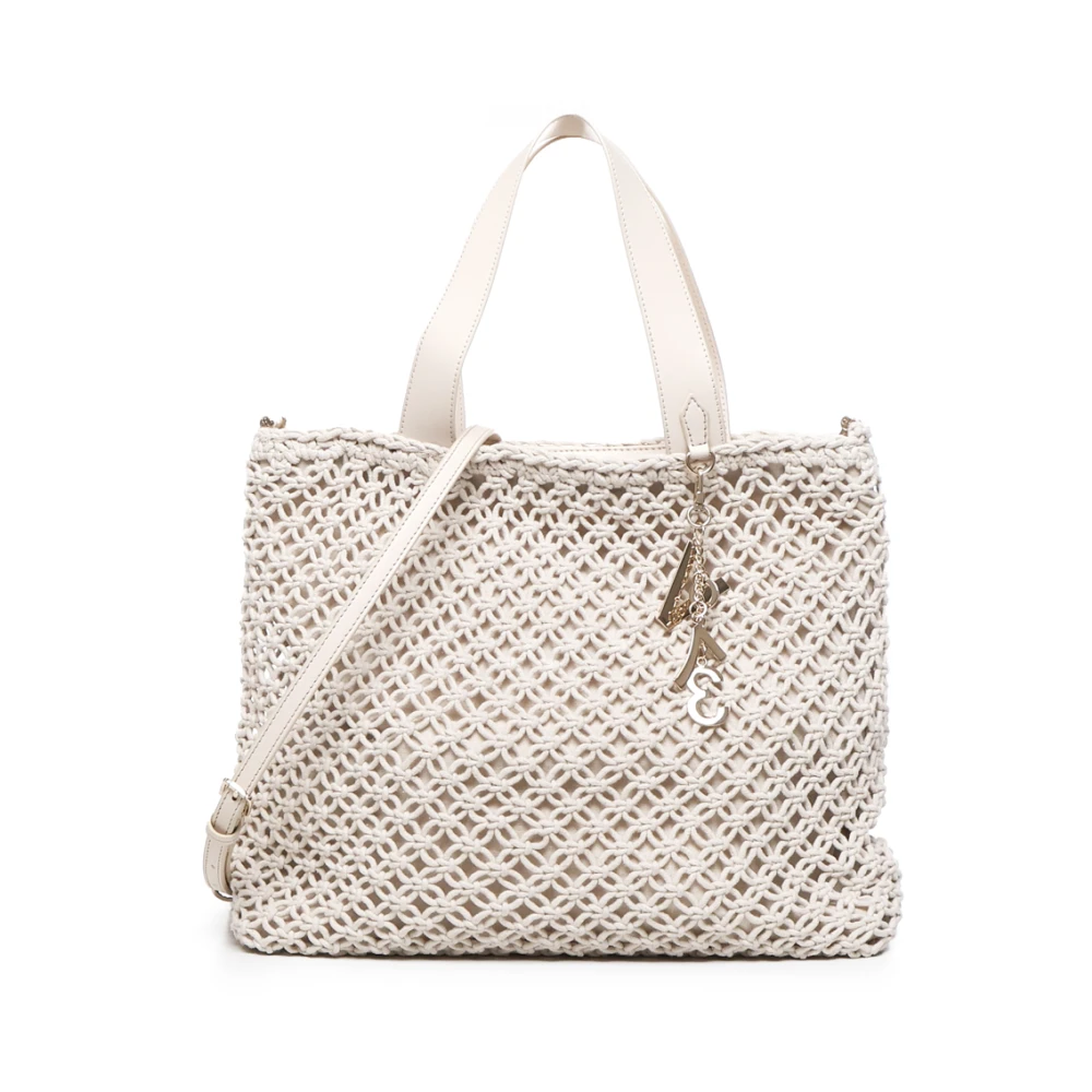 V73 Beige Shoppingtas met Logo Charms Beige Dames