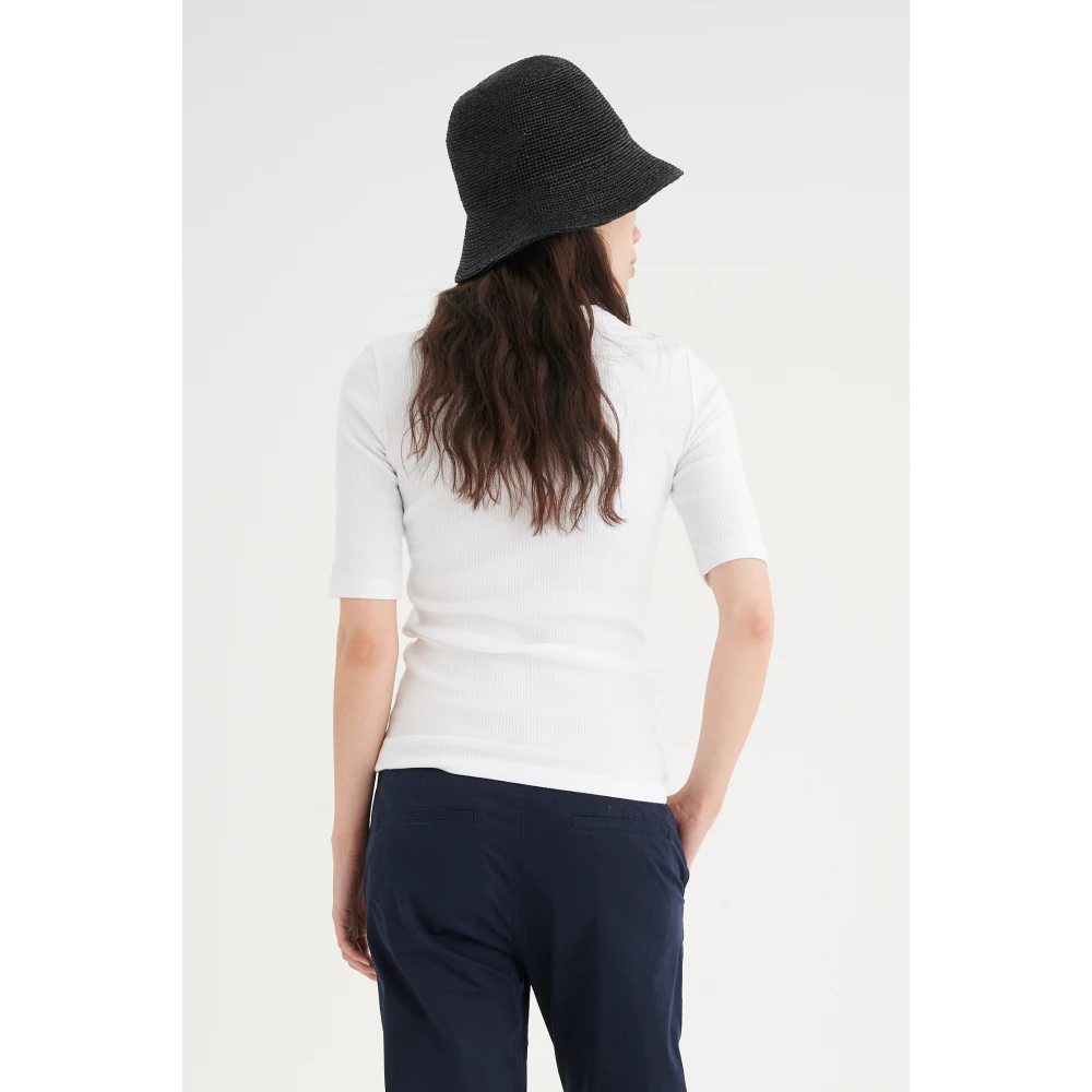 InWear Dagna T-Shirt Basic Geribbeld Katoenen Shirt White Dames
