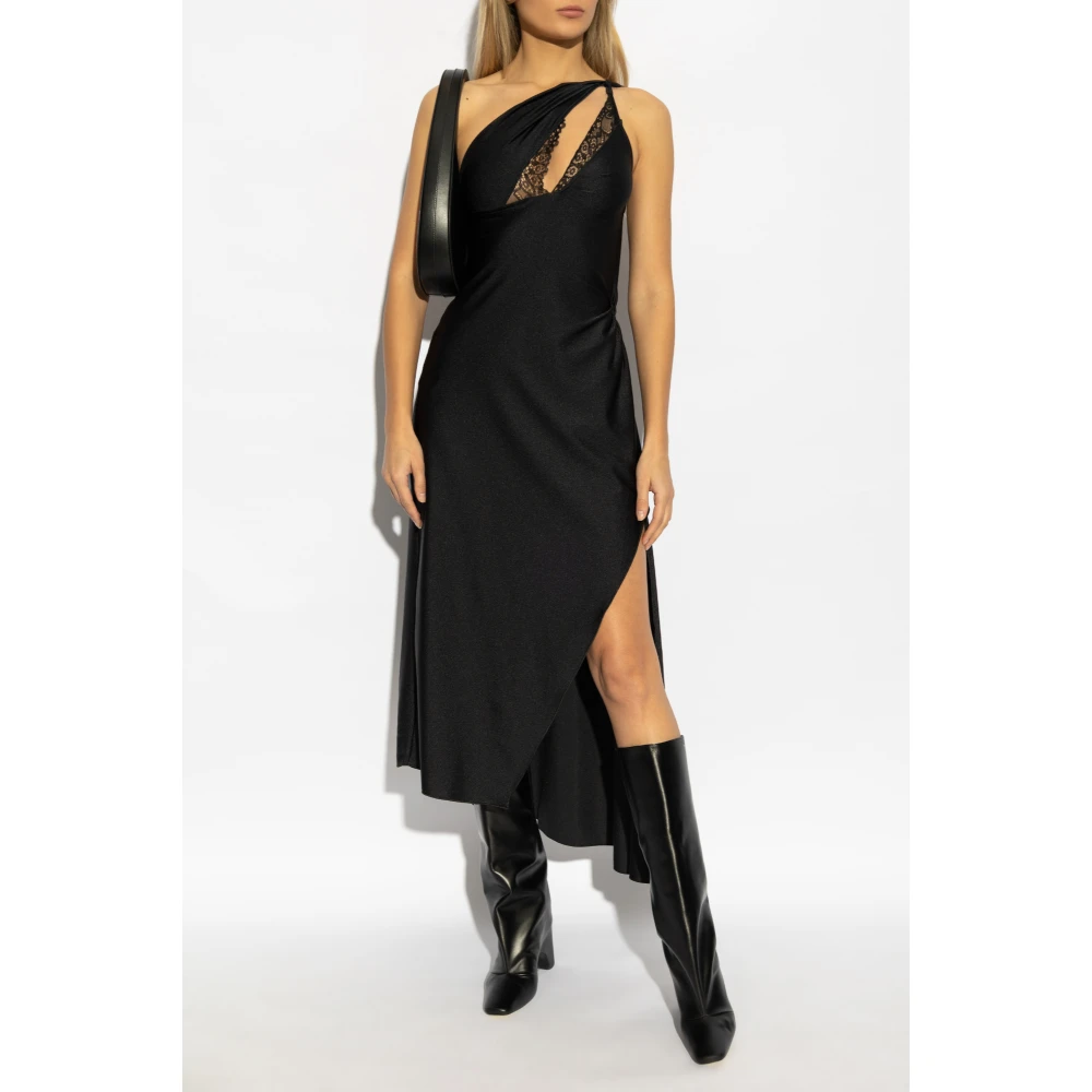 Coperni Satijnen jurk met kanten afwerking Black Dames