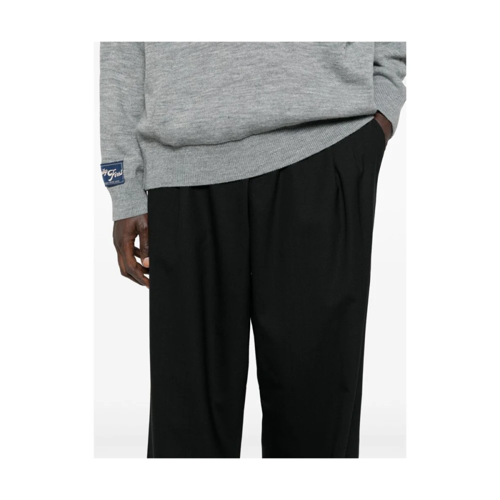 Family First Zwarte Interlock Weave Straight Leg Broek Black Heren