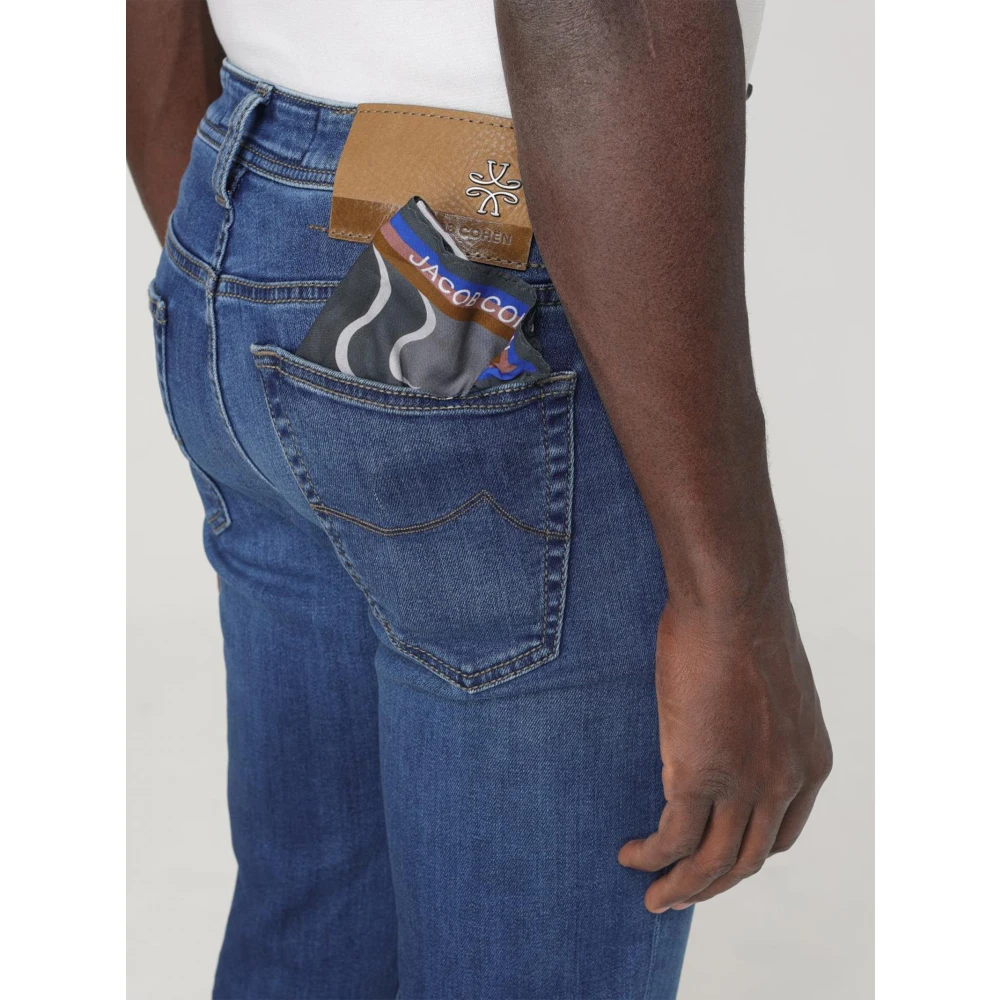 Jacob Cohën Blauwe Slim Cropped Carrot Broek Blue Heren