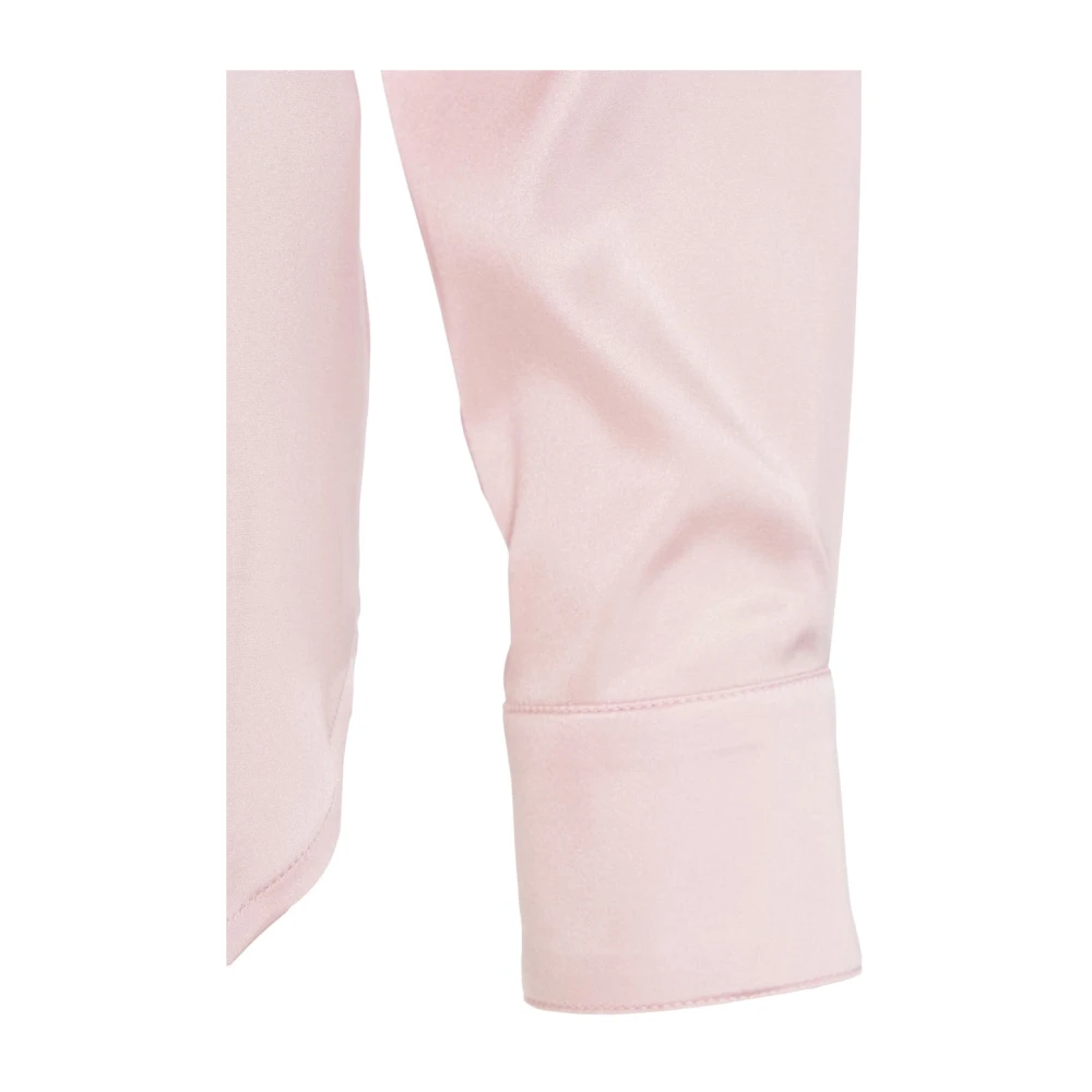 Himon's Roze Zijden Blouse Elegante Kent Kraag Pink Dames