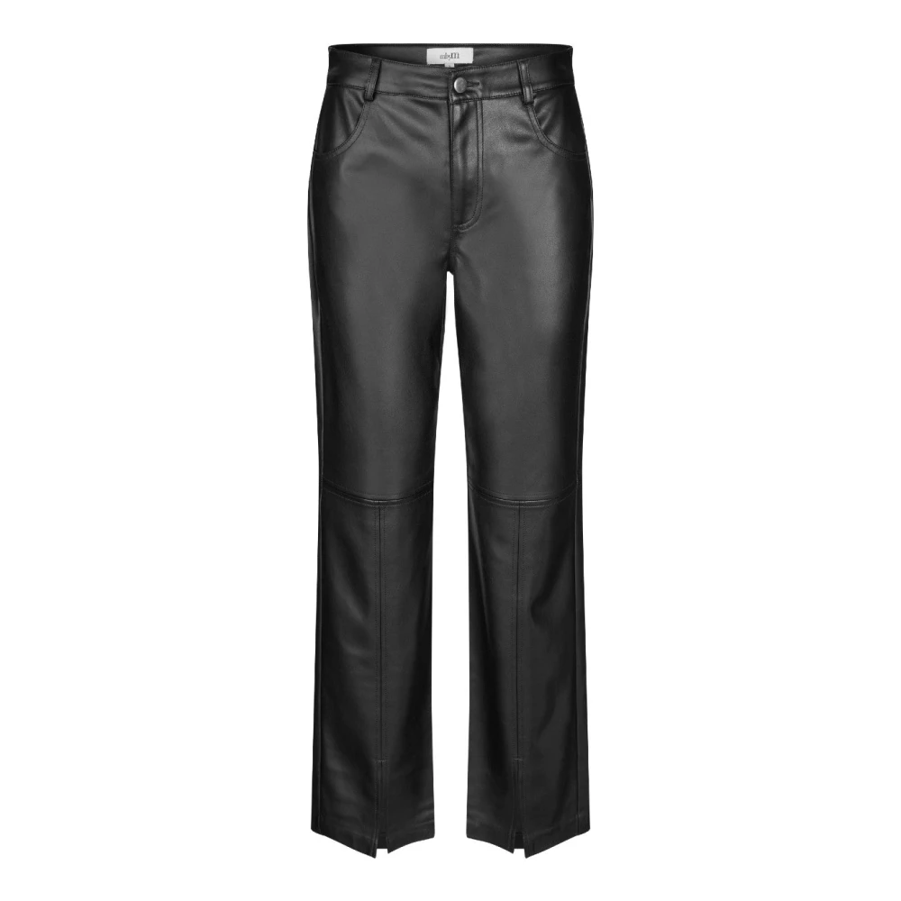 MbyM Zwarte vegan leren wijde pijp broek met splitjes Mayanna Black Dames