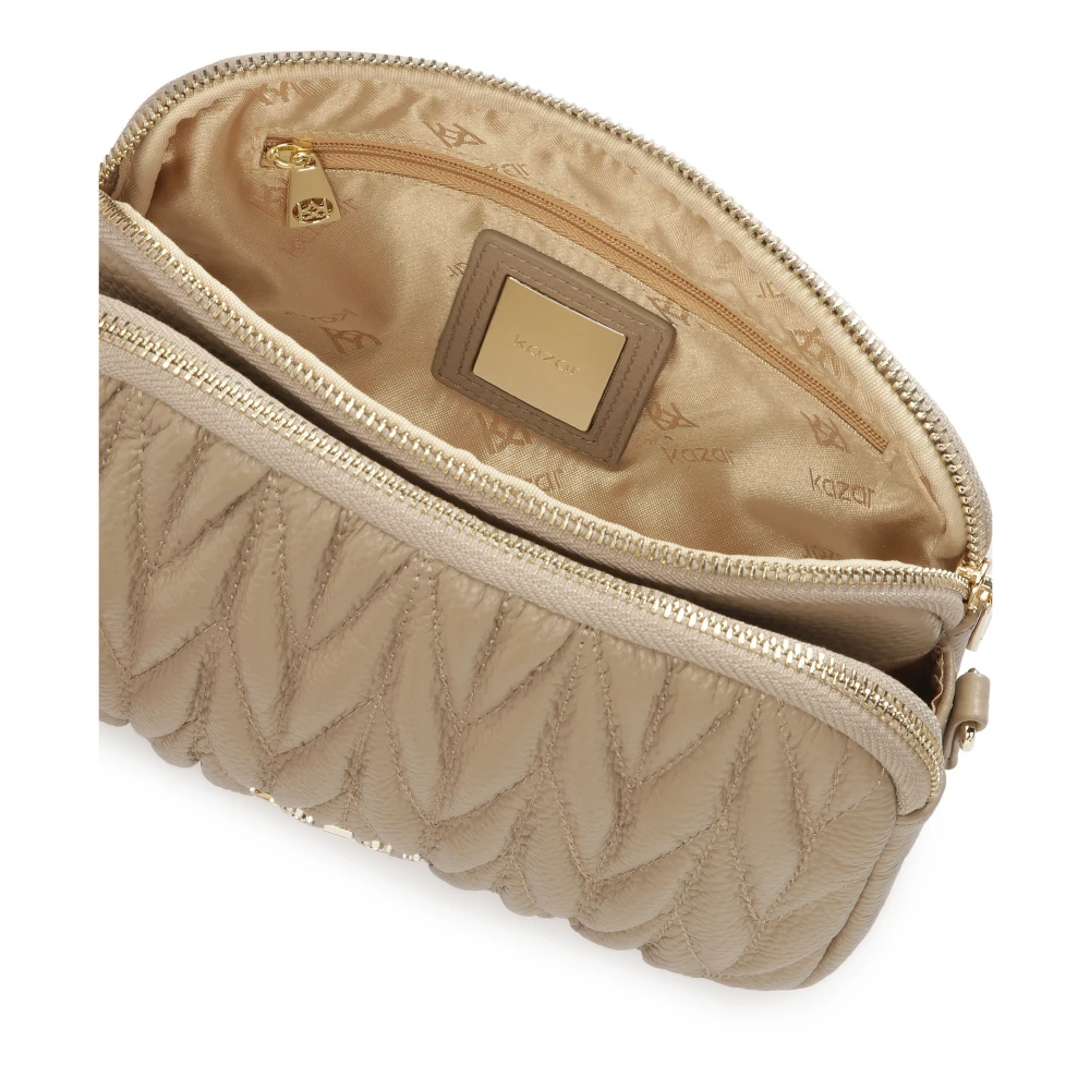Kazar Opvallende gewatteerde handtas met schouderband Beige Dames