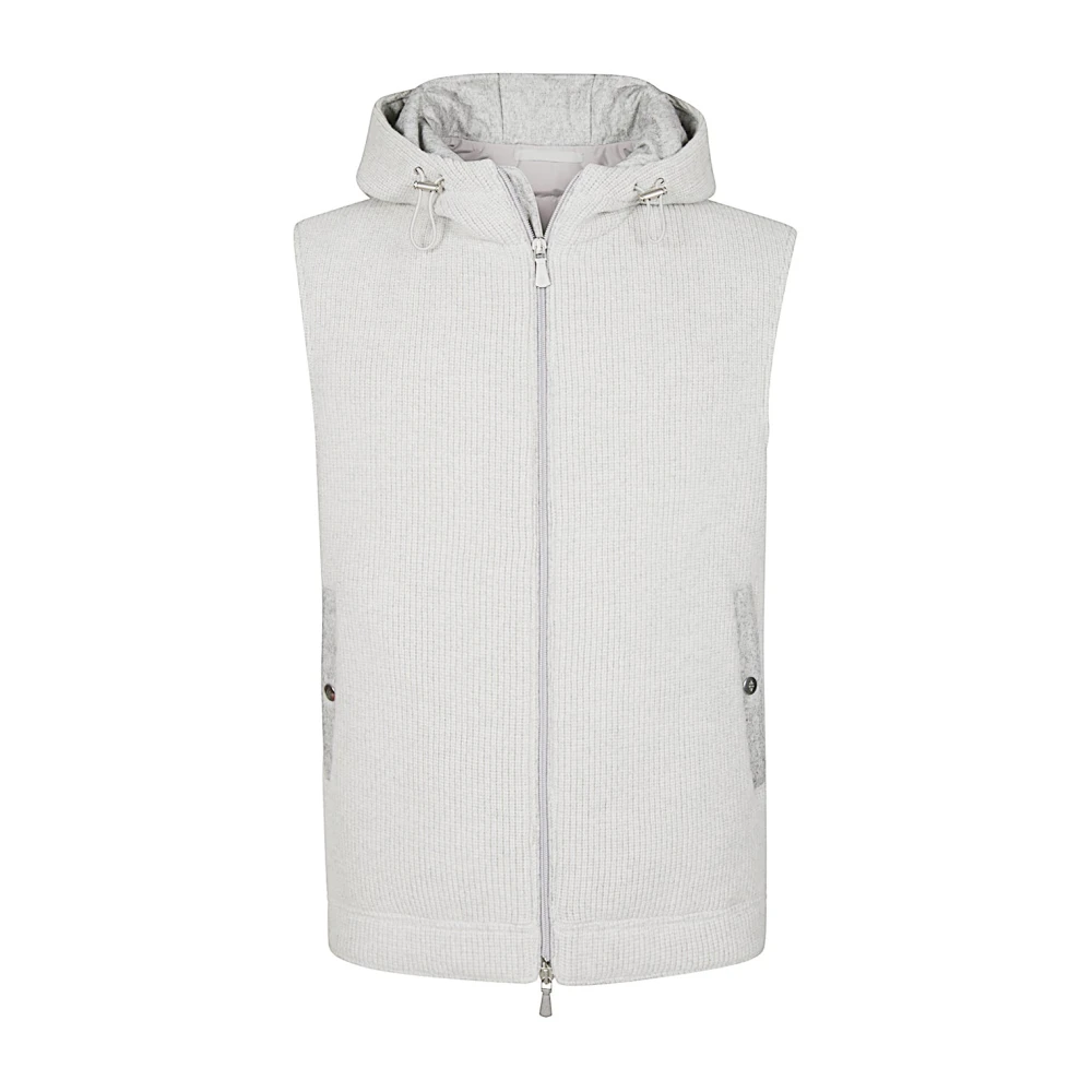 Eleventy Kasjmierwol Hooded Gilet Gray Heren