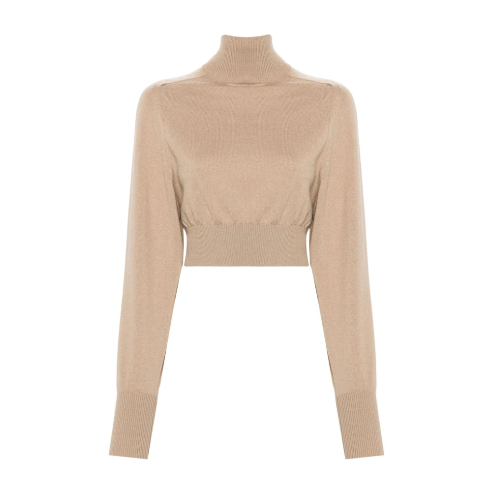SPORTMAX Kameel Wol Gebreide Rolhals Trui Brown Dames