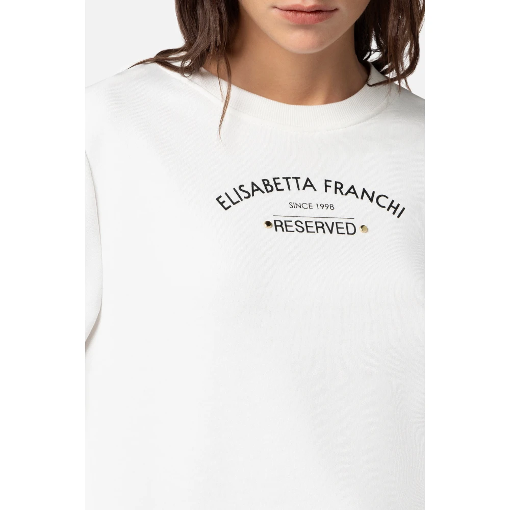Elisabetta Franchi Glamoureuze Logo Sweatshirt White Dames