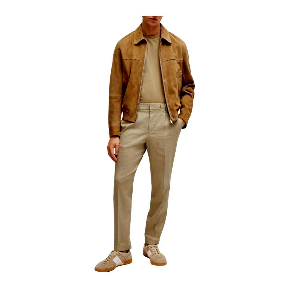 Hugo Boss Katoenen T-shirt met Rubberen Logo Thompson Beige Heren