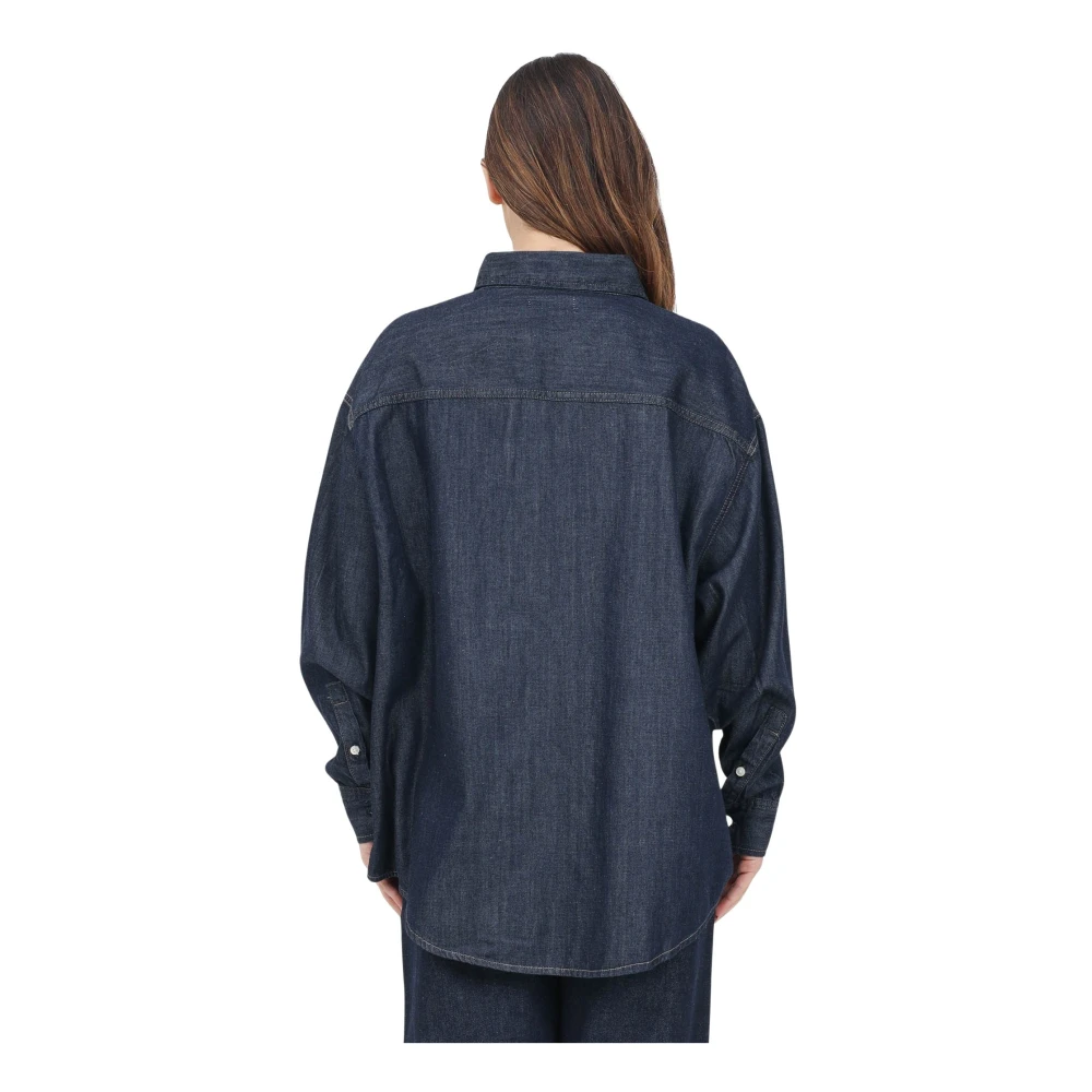 Calvin Klein Jeans Blauwe Denim Overhemd Casual Stijl Blue Dames