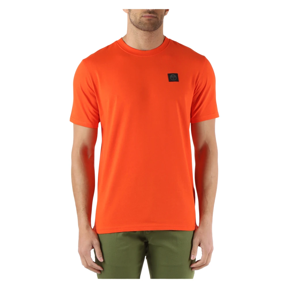 North Sails Stretch katoenen T-shirt met voorlogo patch Orange Heren