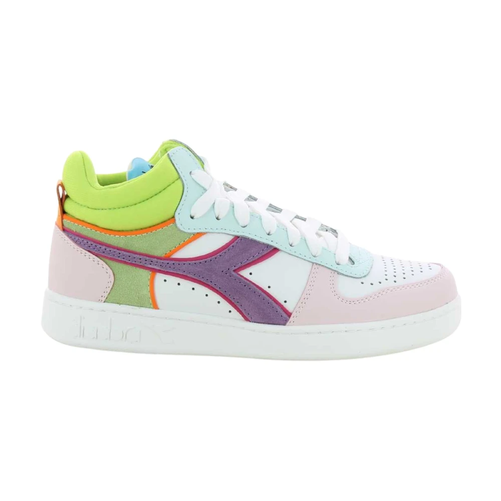 Diadora Women's Multicolor Sneakers, 4 Uk, Magic Basket Demi Trainers