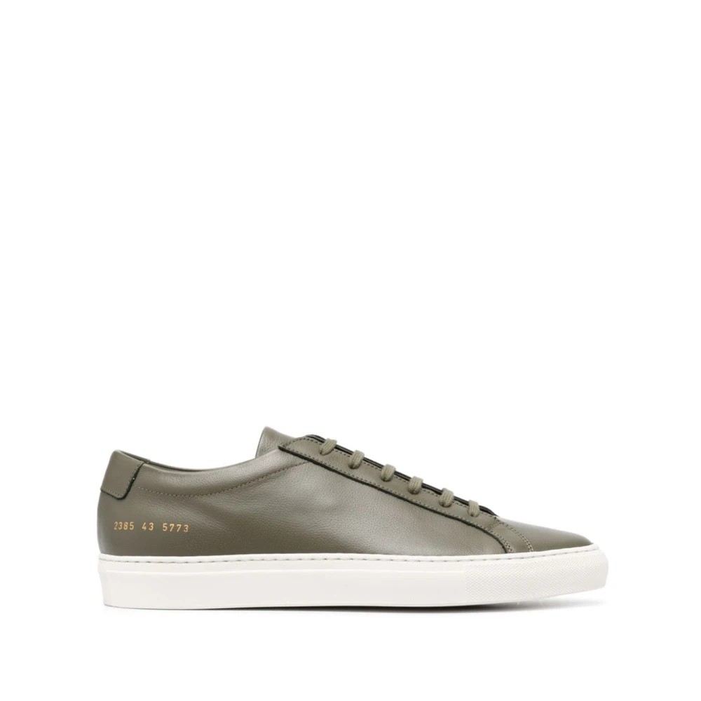 Common Projects Groene Leren Sneakers met Handtekening Nummers Motief Green Heren