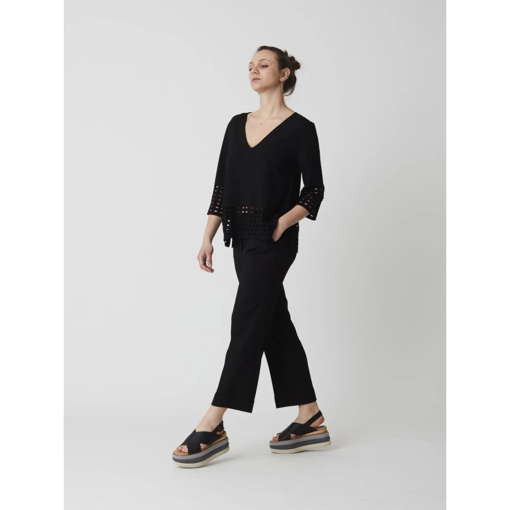 Kangra Gebreide Trui met Motieven Black Dames