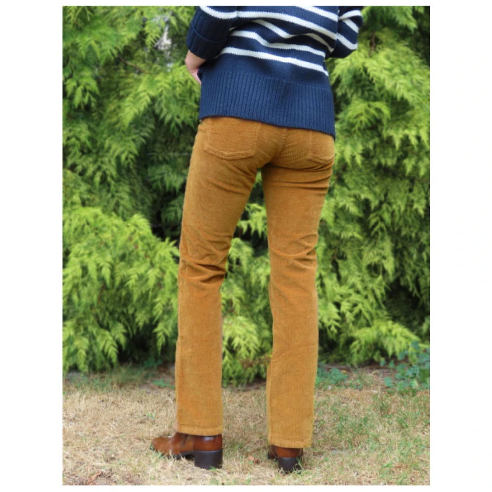 Denim Studio Flare Corduroy Broek Jeff Model Yellow Dames