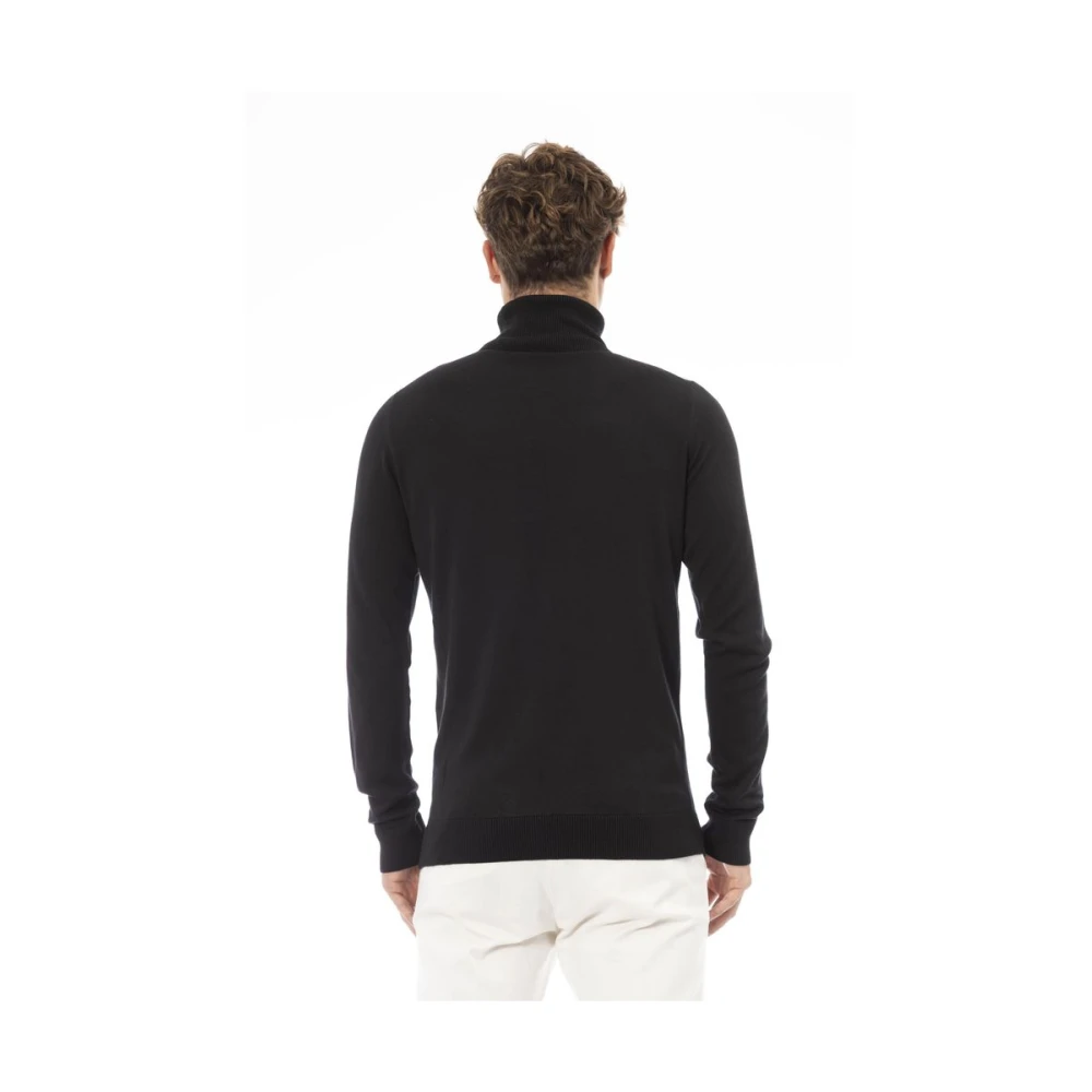 Baldinini Luxe Zwarte Modal-Cashmere Coltrui Black Heren