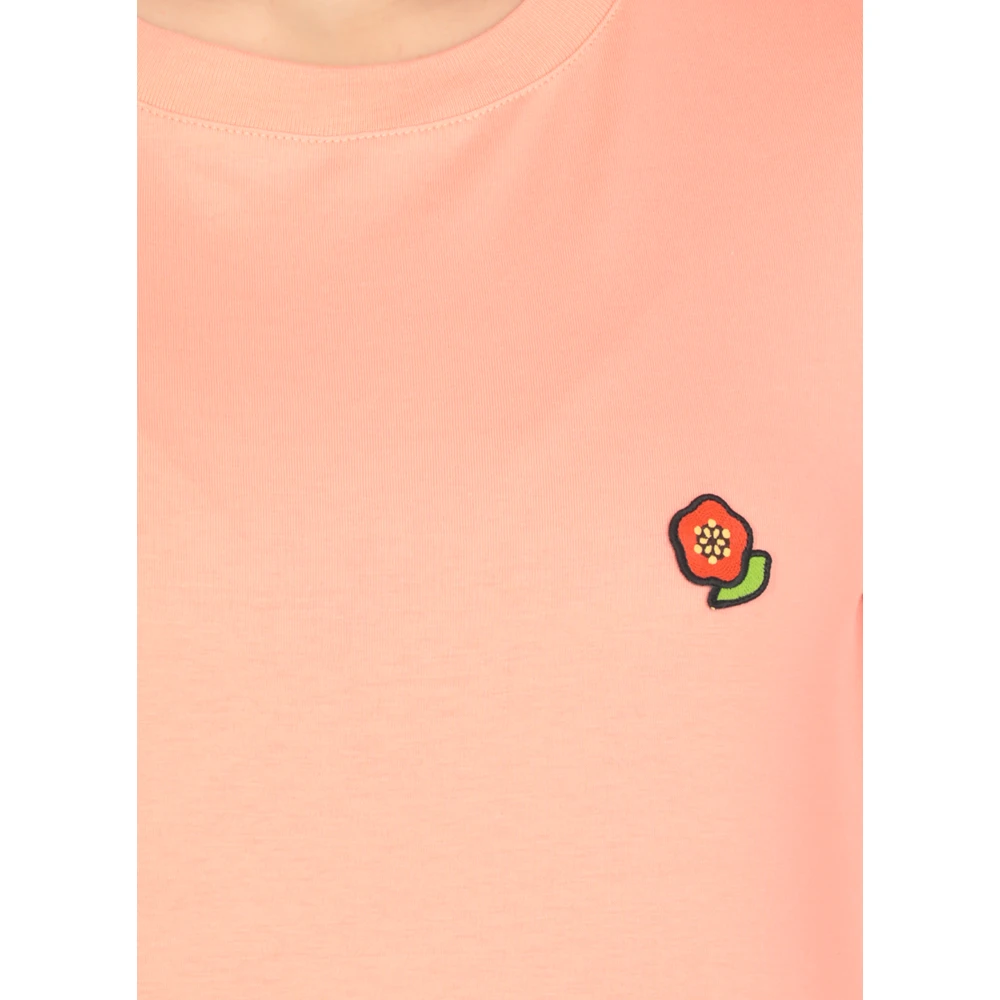 Kenzo Roze Bloem Geborduurd T-shirt Pink Dames
